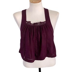 Free People Crochet Baby Doll Crop Blouse Size Small